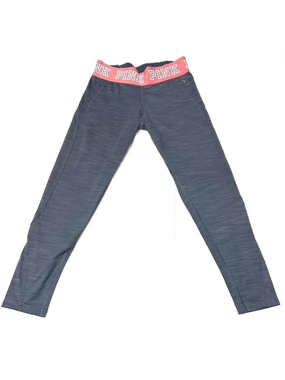 PINK Victoria's Secret Ultimate Heather Gray Leggings with Pink Logo Waistband